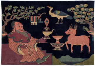 Bildteppich Buddha Teezeit mit Tieren Nepal | ca. 125 x 175 cm – jetzt kaufen bei Lifetex-Heimtextilien.de