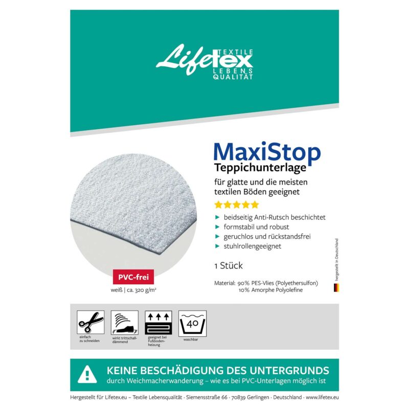 MaxiStop Teppichunterlage | Antirutschmatte PVC-frei – Detailbild 1 – jetzt kaufen bei Lifetex-Heimtextilien.de