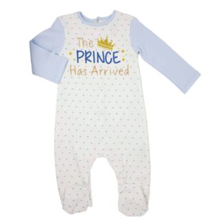 BABY CORNER Baby-Jungen Schlafstampler "The Prince has arrived" in blau – jetzt kaufen bei Lifetex-Heimtextilien.de