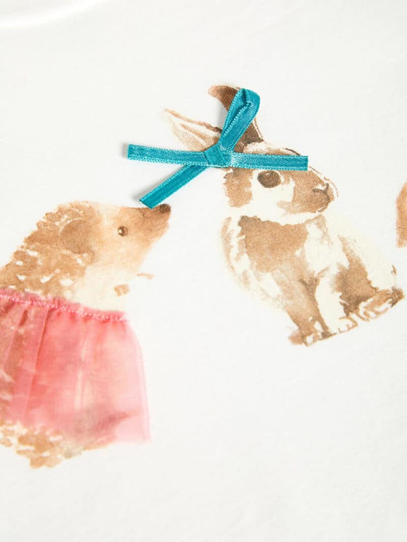NAME IT Mini Mädchen Langarmshirt "Igel und Hase" aus 95% Bio-Baumwolle – Detailbild 4 – jetzt kaufen bei Lifetex-Heimtextilien.de