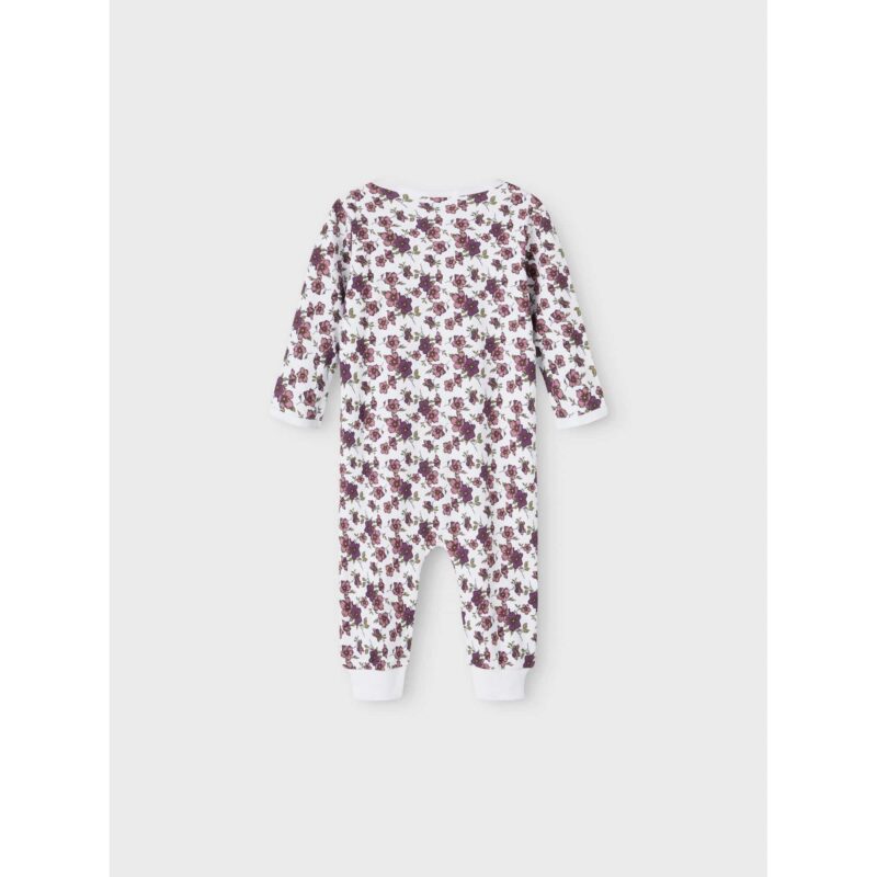 NAME IT 2er Pack Baby-Mädchen Schlafanzug Blumen Blüten Schlafstrampler Zip in Weiß/Violett – Detailbild 4 – jetzt kaufen bei Lifetex-Heimtextilien.de