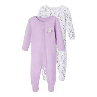 NAME IT 2er Pack Baby-Mädchen Schlafanzug Einhorn Seepferdchen Schlafstrampler Druckknöpfe in Weiß/Rosa – jetzt kaufen bei Lifetex-Heimtextilien.de