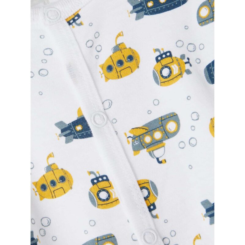 NAME IT 2er Pack Baby-Jungen Schlafanzug U-Boot Schlafstrampler Druckknöpfe  in Weiß/Blau – Detailbild 4 – jetzt kaufen bei Lifetex-Heimtextilien.de