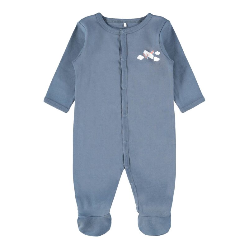 NAME IT 2er Pack Baby-Jungen Schlafanzug Flugzeuge Schlafstrampler Druckknöpfe in Weiß/Blau – Detailbild 2 – jetzt kaufen bei Lifetex-Heimtextilien.de