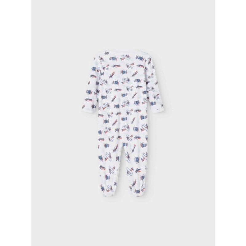 NAME IT 2er Pack Baby-Jungen Schlafanzug Flugzeuge Schlafstrampler Druckknöpfe in Weiß/Blau – Detailbild 6 – jetzt kaufen bei Lifetex-Heimtextilien.de