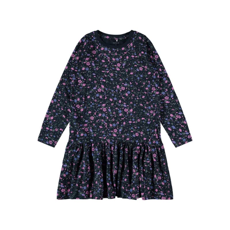 NAME IT Kids Mädchen Nkfossa Kleidchen Langarm Blumenprint in Dunkelblau – jetzt kaufen bei Lifetex-Heimtextilien.de