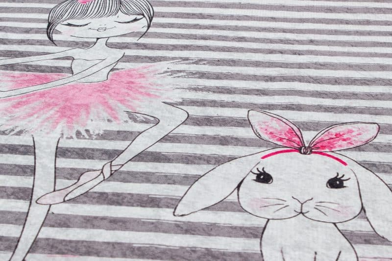 Kinderteppich Brücke Ballerina und Hase Streifen | ca. 80 x 150 cm – Detailbild 4 – jetzt kaufen bei Lifetex-Heimtextilien.de