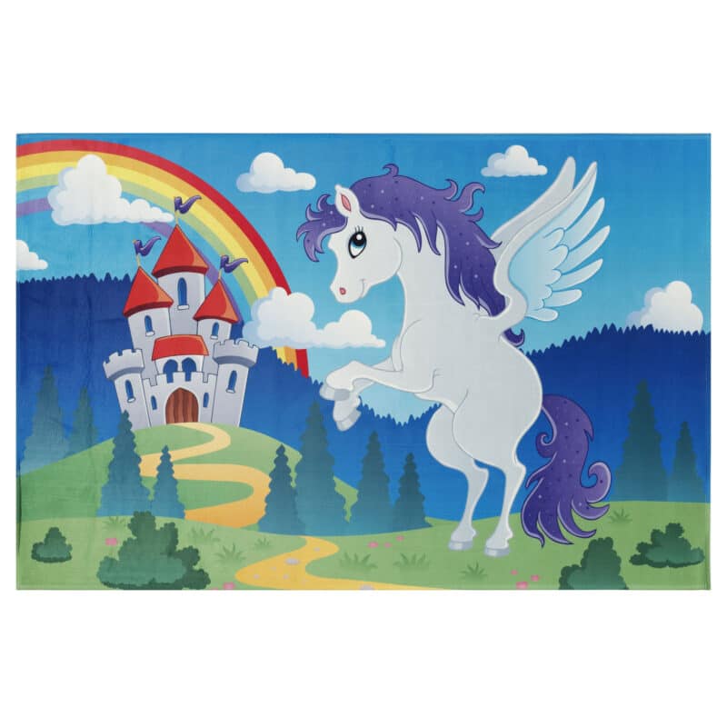 Lovely Kids LK-401-2 Kinderteppich Pegasus Burg Regenbogen 110x170 cm – jetzt kaufen bei Lifetex - Textile Lebensqualität